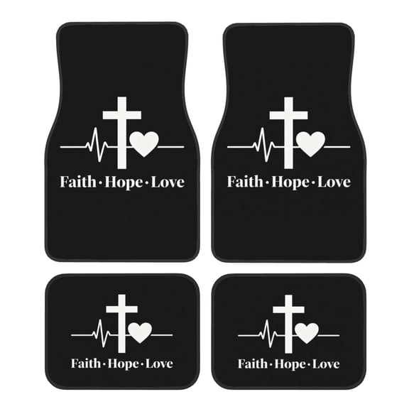 KAKALAD Faith Hope Love Heart 02 Car Floor Mats 4PC Set Carpet Protection, Universal Fit for Car SUV VA & Truck, Vehicle Front & Rear
