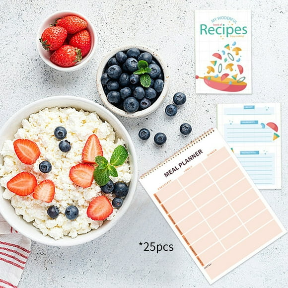 TIMIFIS Apartment Essentials Magnetic Meal Planner and Grocery List for Fridge 52 Undated Sheets Meal Planning Pad with Tear Off Shopping List Comes with 25 Kitchen Cooking Recipe Cardssi