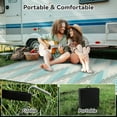 thumbnail image 3 of SIXHOME Outdoor Rug Carpet 8'x10' Waterproof Reversible Patio Rug Portable Modern Indoor Outdoor Rug Plastic Straw Rug for RV Camping Garden Picnic Deck Backyard Boho Porch Decor Teal and Gray, 3 of 7