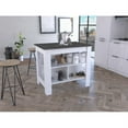 thumbnail image 6 of Knubmt Kitchen Island with 3 Shelves, Wood Island Table for Living Room, Dining Room, Kitchen, White + Gray, 6 of 6