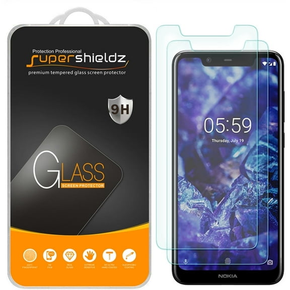 [2-Pack] Supershieldz for Nokia 5.1 Plus Tempered Glass Screen Protector, Anti-Scratch, Anti-Fingerprint, Bubble Free