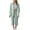 Mint Green, variant on Women's Summer Cotton Linen Outfits 2 Piece Casual Travel Set Long Sleeve Button Shirt and Black High Waist Capris Pants, Lightweight Breathable Summer Beach Wear White L