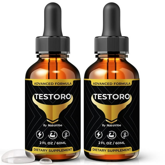 (2 Pack) Testoro – Health Support with Natural Ingredients to Support Steady Energy, Stamina & Drive | Daily Formula in Easy-to-Take Drops, 30 Day Supply (60 Servings)