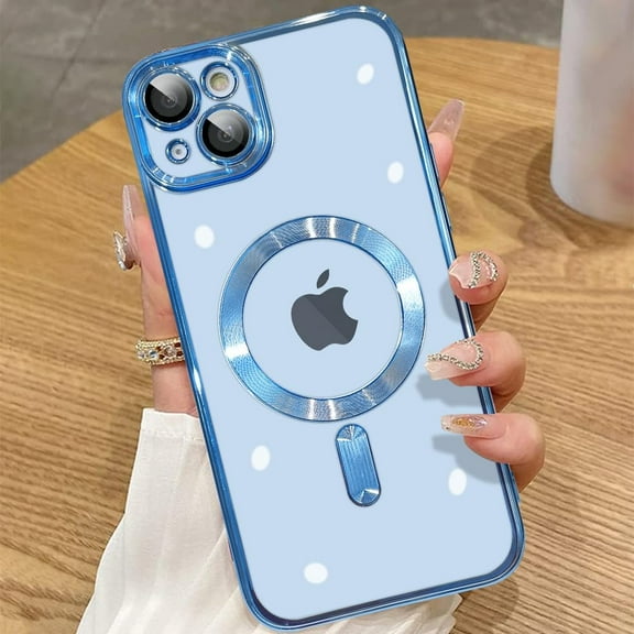 Magnetic Case for iPhone 14 Case [Compatible with MagSafe] Camera Lens Protector Plating Luxury Cover for Women Men Clear Soft TPU Shockproof Protective Phone Case 6.1" 2022 - Sierra Blue