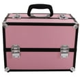 thumbnail image 3 of Makeup Train Case, Aluminum Alloy Jewelry Box Organizer Pink, 3 of 8