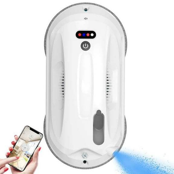 Window Cleaner Robot with Auto Water Spray,2800Pa Strong Suction Electric Intelligent Glass Cleaning Robotic,for Outdoor/Indoor All Smooth Surface with APP & Remote Dual-Control