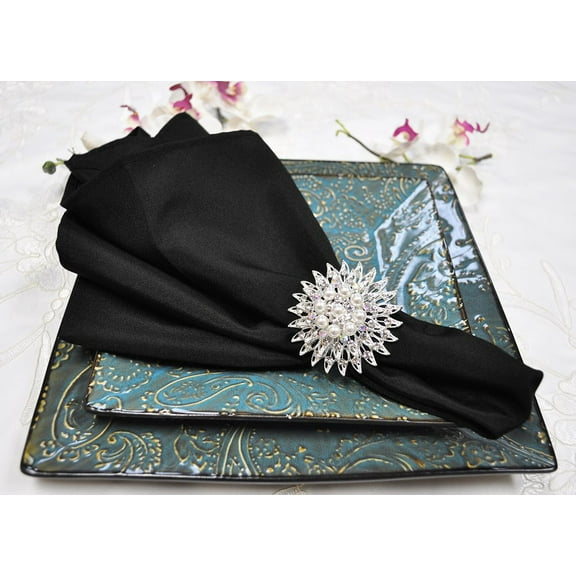 Wedding Linens Inc. (10 pcs) 20" x 20" Polyester Linen Napkins - Black