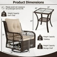 thumbnail image 3 of Costway 3 PCS Patio Furniture Set with 2-Tier Side Table and Cushions for Porch Brown, 3 of 10