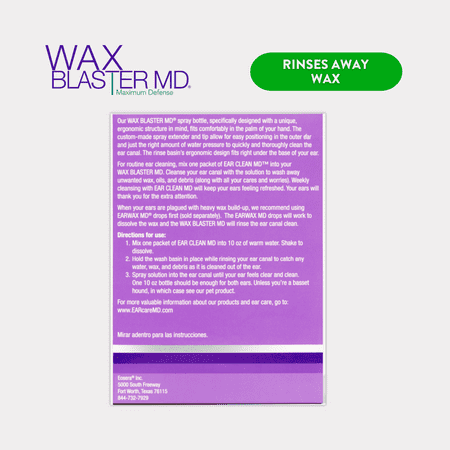 Eosera WAX BLASTER MD Ear Wax Cleaning Kit with Bottle, Basin, Three Tips, EAR WAX MD Wax Dissolving Drops, 5 Count