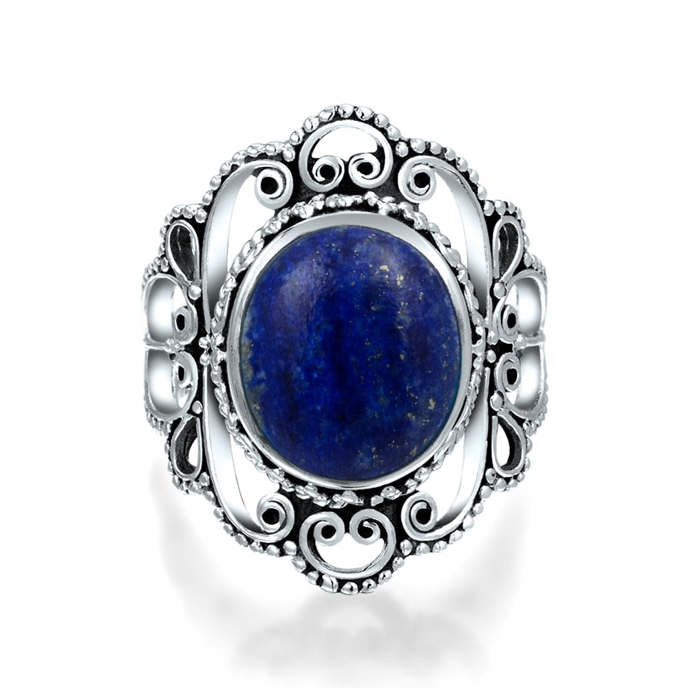 Sterling Silver Lapis Lazuli Pendant Natural Gemstone 925 Jewelry Blue Solitaire 