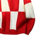 thumbnail image 3 of Men's Color Block Sweater Crewneck Long Sleeve Ribbed Knitted Pullover Tops Red 3XL, 3 of 4