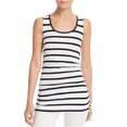 thumbnail image 1 of Camiseta sin mangas con pliegues a rayas para mujer de Le Gali, negro, grande, 1 of 2