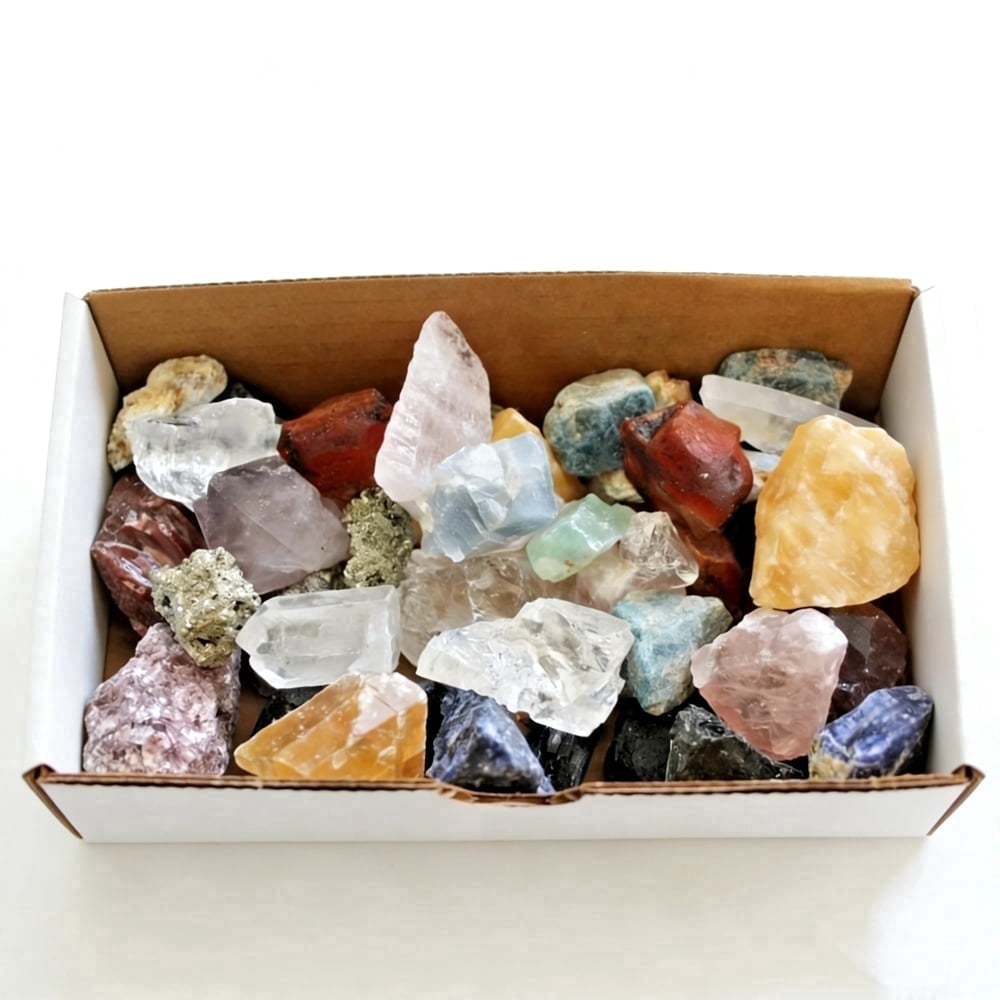 Mixed Rough Crystal Stones: 1/2 lb Bulk Lot, 1-2" Assorted Mix Lot Raw Gems