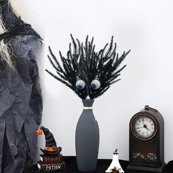 1 pieza de esquejes de agujas negras para Halloween, agujas artificiales y plantas acuáticas negras.