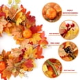 thumbnail image 4 of Halloween Pumpkin Maple Leaf Wreath For Window Display 20 in Diameter With Pinecones Berries And Ring, 4 of 9