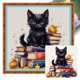 thumbnail image 1 of Hilo Algodón Bordado Impresión 11CT Gato en Libros Punto Cruz 60x60cm, 1 of 9
