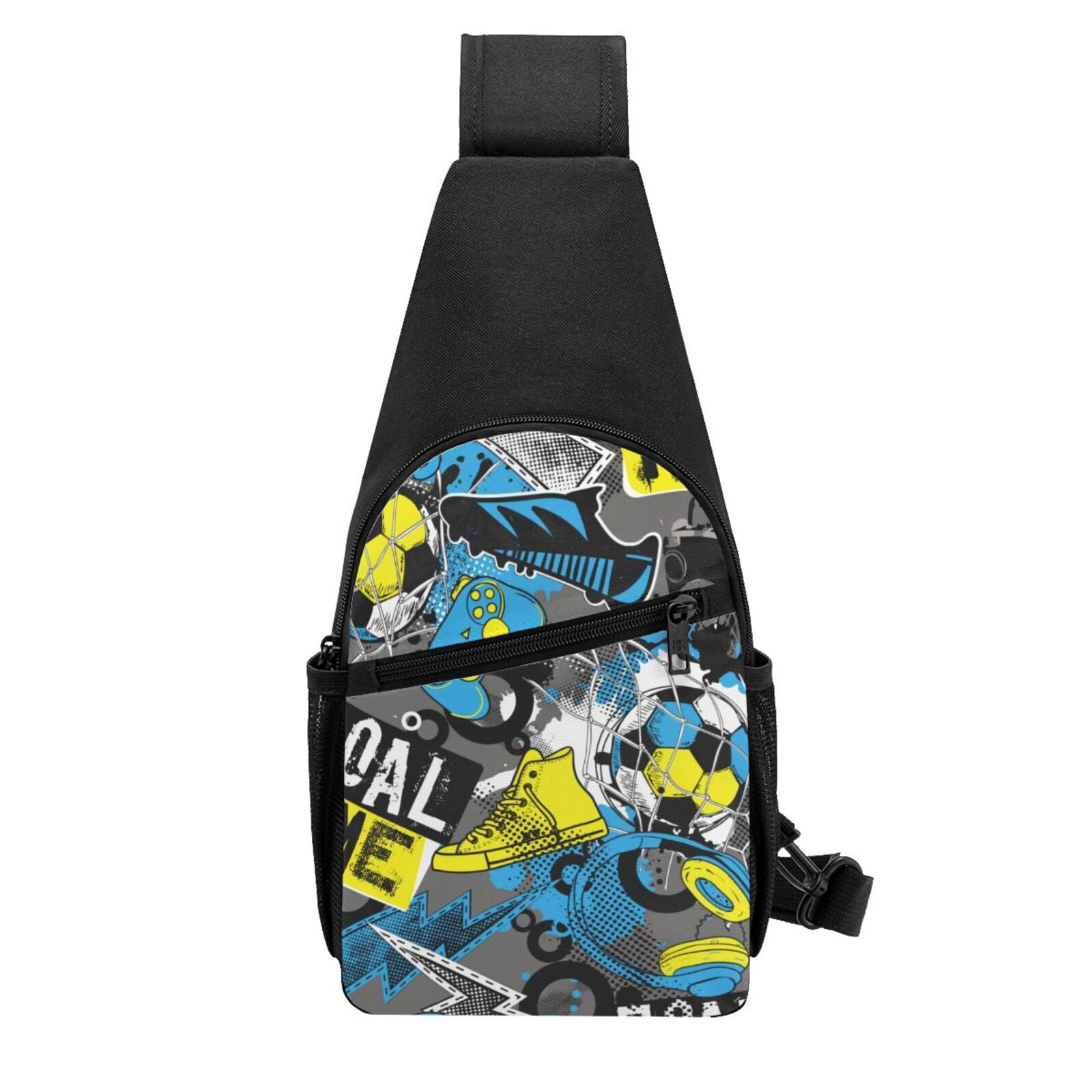 Xecao's Goal Time Print Sling Bag: A Versatile Chest, Shoulder, and Crossbody Backpack for Casual Days Out, Perfect for Both Men and Women