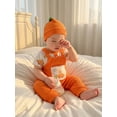 thumbnail image 3 of Cenuakty Easter Baby Boy 3 Piece Outfits Adorable Rabbit Print Short Sleeve Round Neck Jumpsuit and Overalls Hat Set, 3 of 8