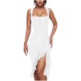 thumbnail image 1 of Robes Moulantes pour Femmes Aguichant Sans Manches Froncée Robe Midi Tenue de Boîte de Nuit Soirée Sortie Ajustée Style Tendance, 1 of 3
