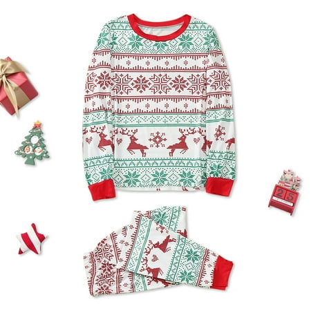 

Christmas Gifts Parent-Child Warm Christmas Set Printed Home Wear Pajamas Two-Piece Mother Set Polyester Green L