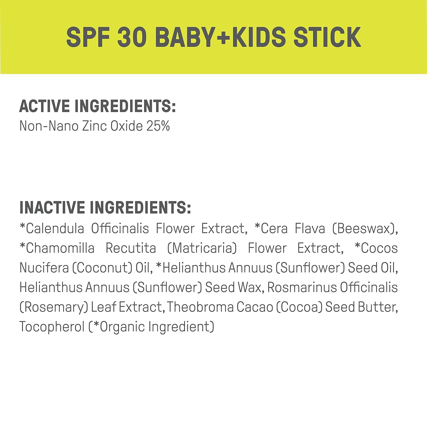 Raw Elements Baby/Kids Mineral Sunscreen SPF 30 Stick 1.0 oz