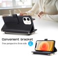 thumbnail image 6 of YEYKX Wallet Case for iPhone 12 6.1inch with Wrist/Shoulder Strap, 9 Card Slots Zipper Purse Luxury Leather Stand Checkered Cell Phone Cover,Black,For iPhone 12, 6 of 10