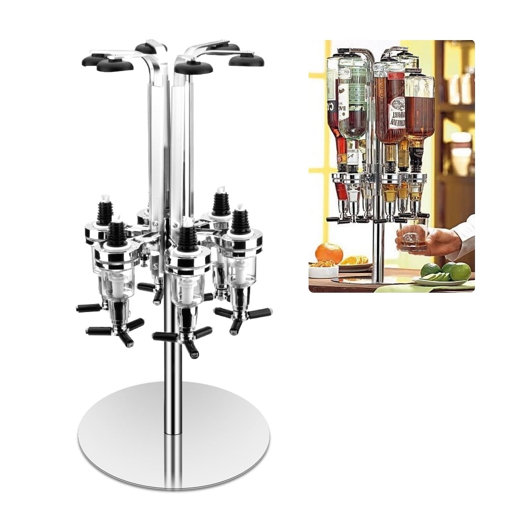 6 Bottle Rotating Stand, Rotating Drinks Dispenser, Bar Drinks Optics