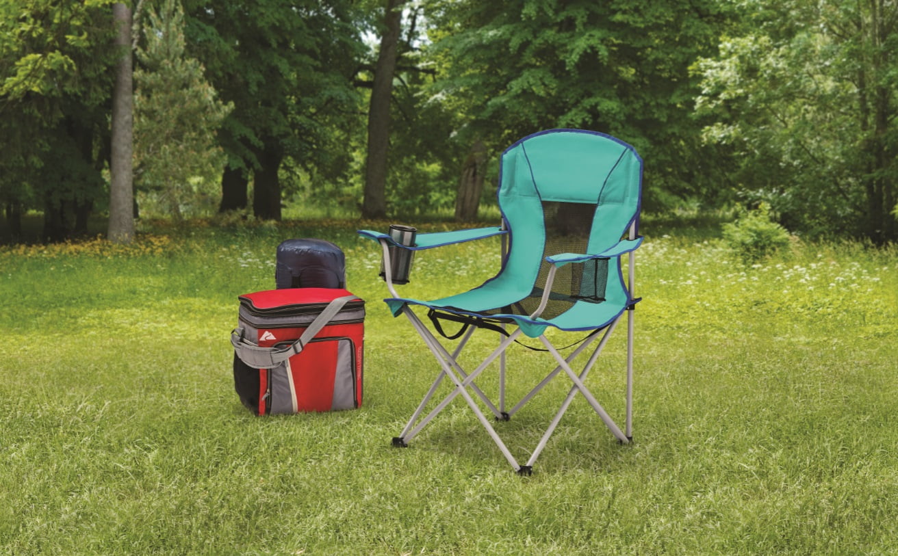 Lightweight Folding Camping Chair With Cup Holder Black & Orange 