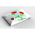 thumbnail image 2 of Ambesonne Floral Pillow Sham 2 Pack, Meadow Flower Bouquet, 36"x20", Fern Green Pale Blue, 2 of 3
