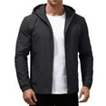 thumbnail image 2 of Men's Summer Light Solid Color Outdoor Loose Large Size Sun Protective Clothing Windbreaker Jacket for Spring and Fall Adventures, Hiking, and Casual Outings,Black,L, 2 of 7