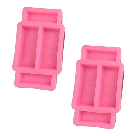 HEATSHAKING Silicone Rectangular Brick Mold Pink 2Pcs 3.65X2.00X0.47in For Home Use
