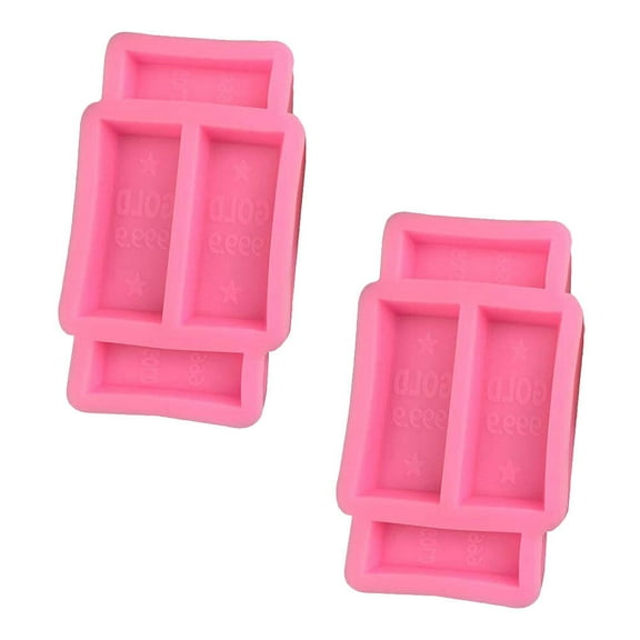 HEATSHAKING Silicone Rectangular Brick Mold Pink 2Pcs 3.65X2.00X0.47in For Home Use