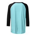 thumbnail image 5 of 3/4 Length Sleeve Womens Tops Trendy Casual Patchwork Color Block Shirts Crew Neck Blouses Loose Fit Tshirts Fall Winter Ladies Going Out Tops, 5 of 5