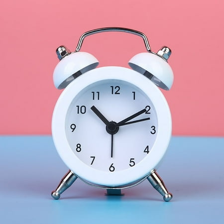 KDJ Classic Double Bell Alarm Clock Quartz Movement Bedside Nighttime Analog Clock