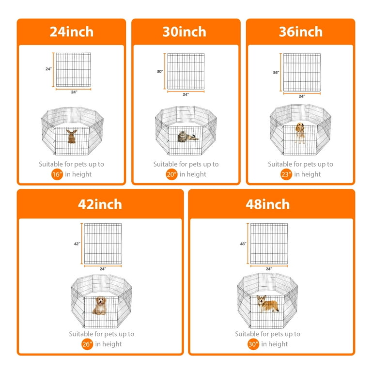 HomGarden 24-inch Pet Playpen, 8 Panel Metal Fence, Indoor Outdoor
