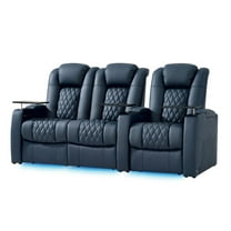 comfiroom Top Grain Leather Home Theater Seating Seats, Classic Series Dual Power Movie Gaming Sofa Movie Theater Chairs Theater Recliner Sofa with Type-C USB Charger Cup Holders
