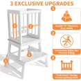thumbnail image 2 of Kids Kitchen Step Stool, Toddler Montessori Learning Standing Tower, Ideal Toddler Kitchen Stool Helper for Bathroom Sink or Counter - 2025 Design with 3 Exclusive Upgrades - White, 2 of 8