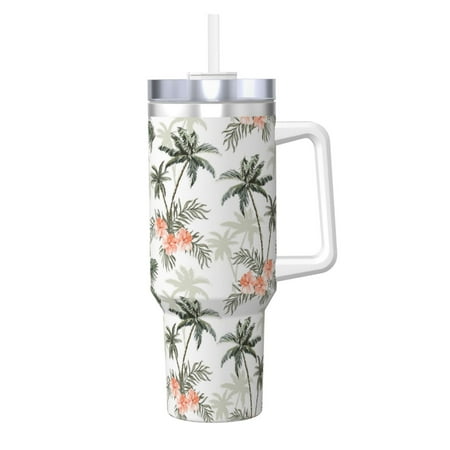 

KLL Vintage Palm Trees Print 40oz Stainless Steel Insulated Car Cup Coffee Mug with Spillproof Lid - Keep Your Drink Hot or Cold on the Go