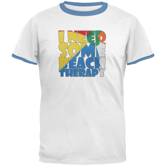 Beach Therapy Mens Ringer T Shirt White-Sky LG