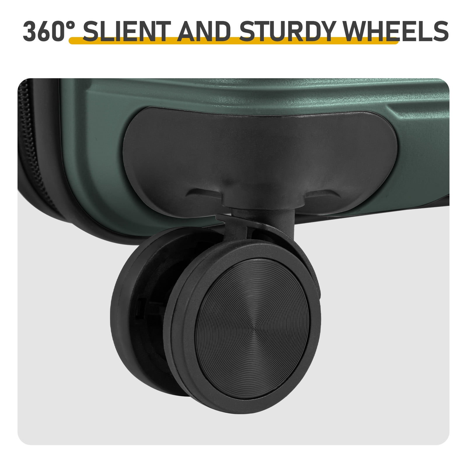 Dark Green PP 3 Piece Luggage Set 20/24/28 Inch 360 Silent Spinner Wheels Carry On Suitcase for Family Business Travel