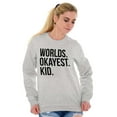 thumbnail image 3 of Worlds Okayest Kid Son Daughter Funny Unisex Plus Fleece Graphic Sweatshirt Brisco Brands 3X, 3 of 5