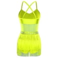 thumbnail image 4 of Haitryli Women's Sparkly Rhinestone Latin Jazz Dance Dress Fringe Leotard Tango Rumba Ballroom Dance Fluorescent Yellow M, 4 of 5