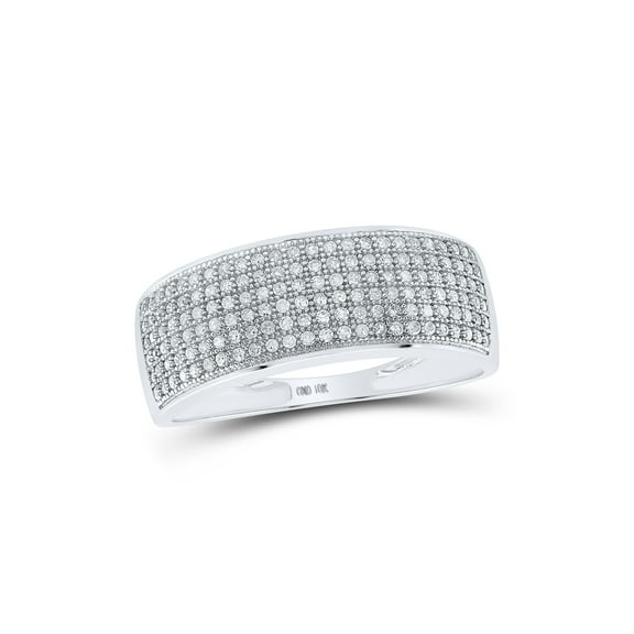 10kt White Gold Mens Round Diamond Wedding Pave Band Ring 1/2 Cttw