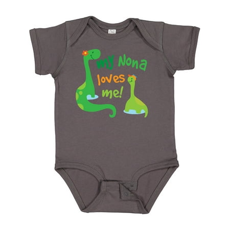 

Inktastic My Nona Loves Me Grandson Dinosaur Gift Baby Boy Bodysuit