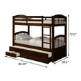thumbnail image 5 of Ali Modern Wood Twin Bunk Bed with Twin Trundle, 3 Drawers, Slats, Brown- Saltoro Sherpi, 5 of 5