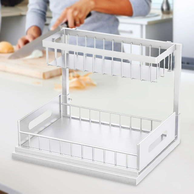 Cqxid Rack Under $30 Under Sink Organizer Pull Out Cabinet Organizer 2 Tier Slide Out Sink Shelf Cabinet Storage Shelves Under Sink Storage For Kitchen Bathroom Cabinet