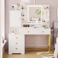 thumbnail image 6 of Makeup Vanity Desk with Mirror and LED Lights, White Vanity Table Dressing Table with Charging Station and Drawers for Women Girls, 6 of 8