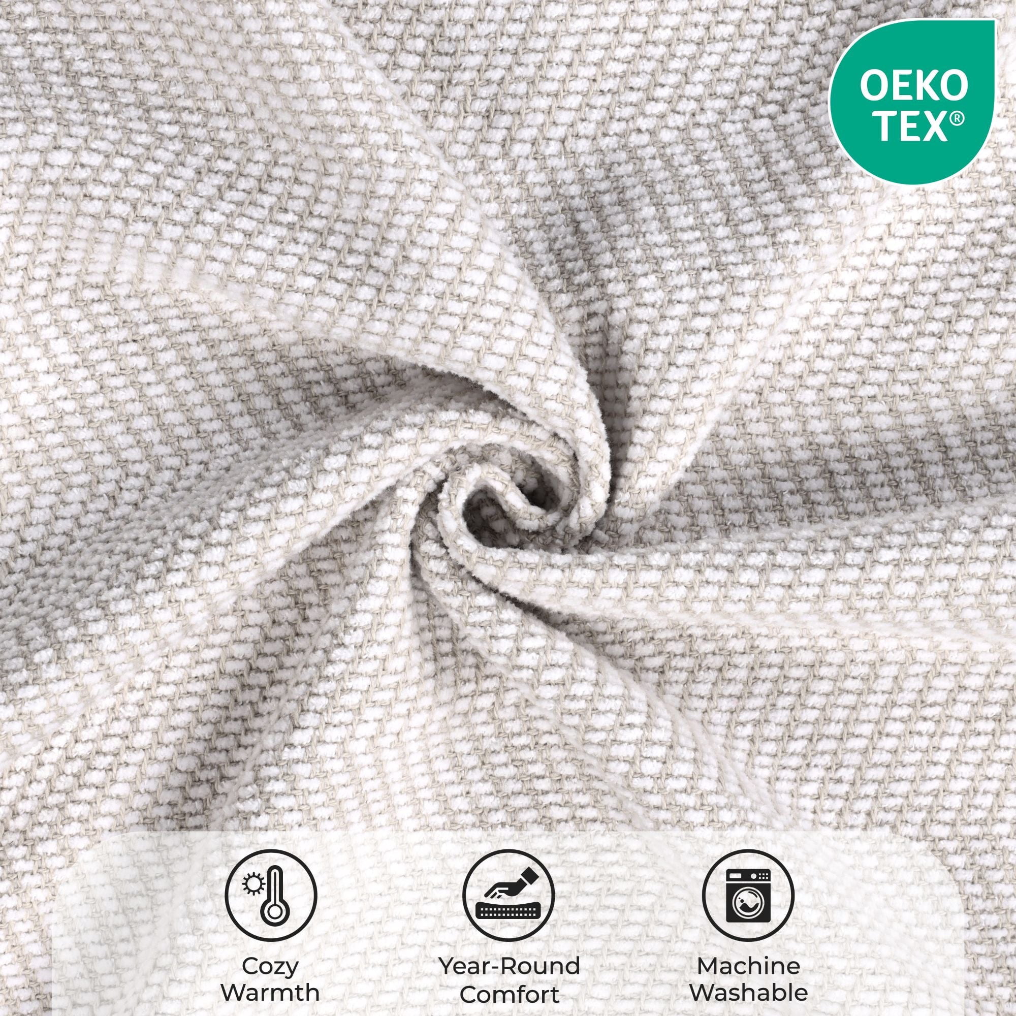 Superior Chrisney Chevron Cotton Blanket, Full/Queen, Tan