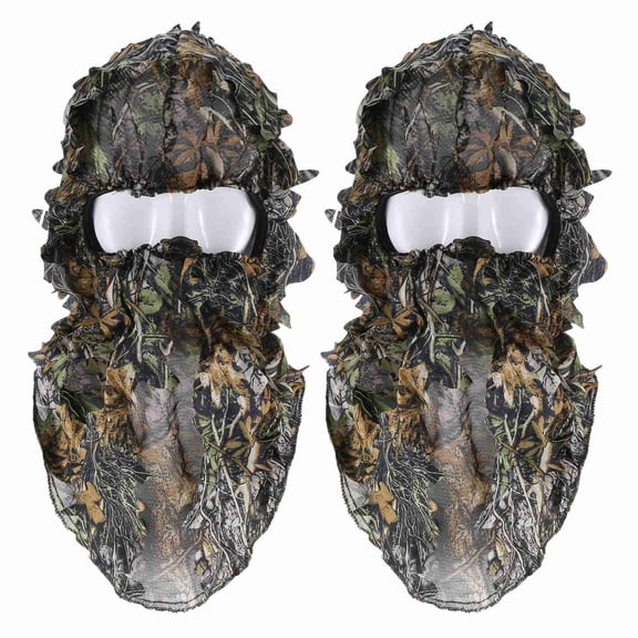 2X Camouflage Hunting 3D Face Mask Hood Outdoor Hunting Fishing Headgear Camo Hat,2 x Outdoor mask headgear,Camouflage