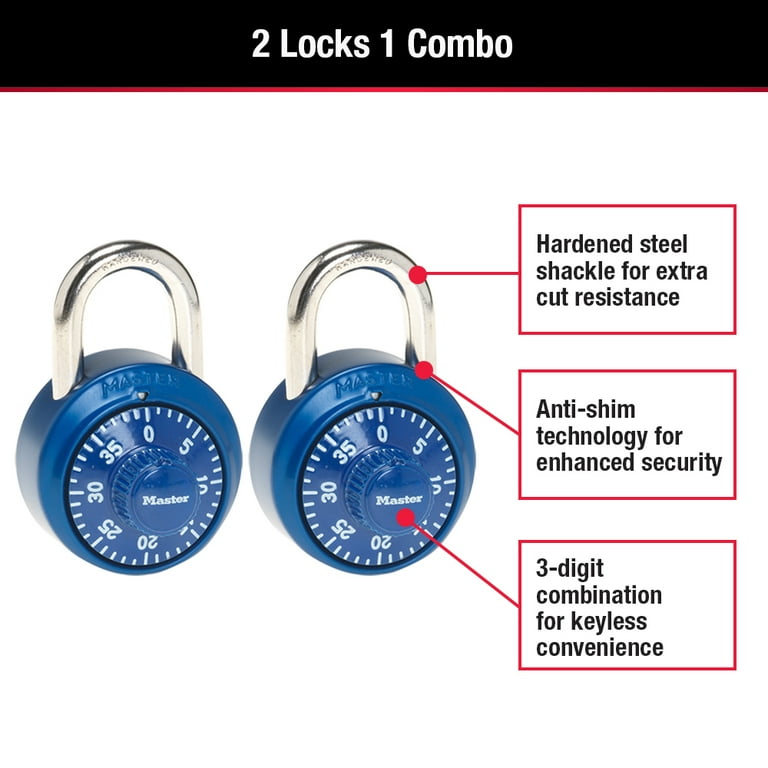 Master Lock Aluminum 48 mm Combination Lock, 19 mm Shackle, 2 Pack